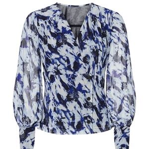 Donna Karen Blue‎ and White Women's Top